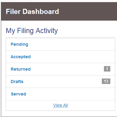 Filer Dashboard